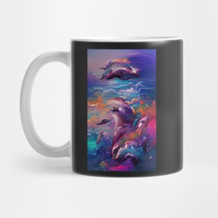 Summer Sea Sparkle Waves Watercolor Dolphin Art Mug